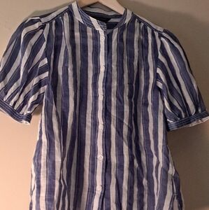 Striped Blue and Cream Women's Top
